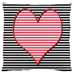 Heart Stripes Symbol Striped Large Cushion Case (two Sides) by Bajindul