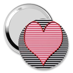 Heart Stripes Symbol Striped 3  Handbag Mirrors by Bajindul