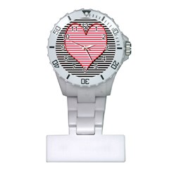 Heart Stripes Symbol Striped Plastic Nurses Watch by Bajindul