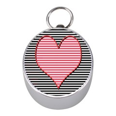 Heart Stripes Symbol Striped Mini Silver Compasses by Bajindul