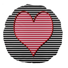 Heart Stripes Symbol Striped Large 18  Premium Flano Round Cushions by Bajindul