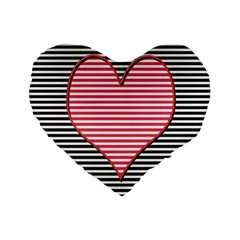 Heart Stripes Symbol Striped Standard 16  Premium Flano Heart Shape Cushions by Bajindul