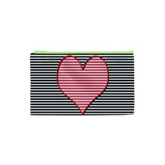 Heart Stripes Symbol Striped Cosmetic Bag (xs) by Bajindul