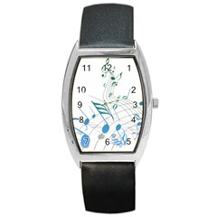 Music Notes Barrel Style Metal Watch