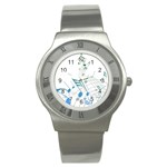 Music Notes Stainless Steel Watch Front