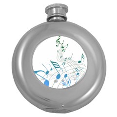 Music Notes Round Hip Flask (5 Oz)