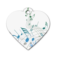 Music Notes Dog Tag Heart (one Side)