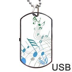 Music Notes Dog Tag Usb Flash (two Sides) by Bajindul