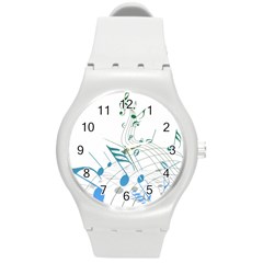 Music Notes Round Plastic Sport Watch (m)