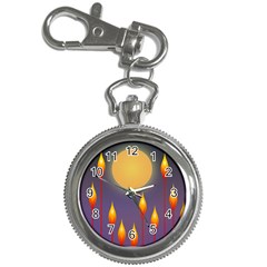 Night Moon Flora Background Key Chain Watches by Bajindul