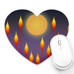 Night Moon Flora Background Heart Mousepads by Bajindul