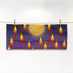 Night Moon Flora Background Hand Towel by Bajindul