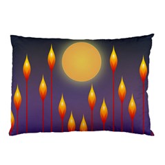 Night Moon Flora Background Pillow Case by Bajindul