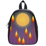 Night Moon Flora Background School Bag (Small) Front