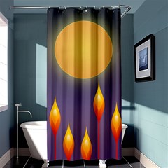 Night Moon Flora Background Shower Curtain 36  X 72  (stall)  by Bajindul