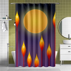 Night Moon Flora Background Shower Curtain 48  X 72  (small)  by Bajindul