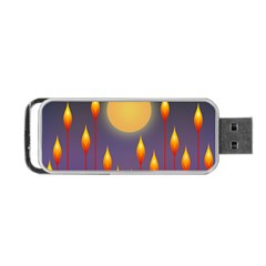 Night Moon Flora Background Portable Usb Flash (two Sides) by Bajindul