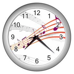 Music Notes Clef Sound Wall Clock (silver) by Bajindul