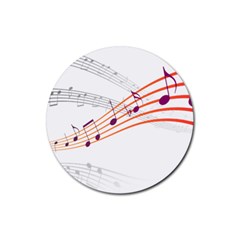 Music Notes Clef Sound Rubber Coaster (round)  by Bajindul