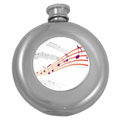 Music Notes Clef Sound Round Hip Flask (5 Oz) by Bajindul