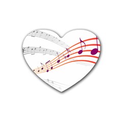 Music Notes Clef Sound Rubber Coaster (heart)  by Bajindul