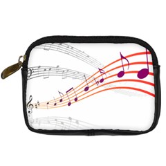 Music Notes Clef Sound Digital Camera Leather Case by Bajindul