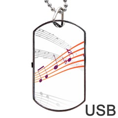 Music Notes Clef Sound Dog Tag Usb Flash (two Sides) by Bajindul