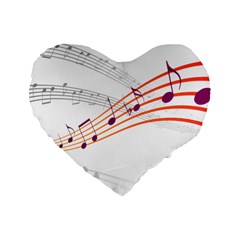 Music Notes Clef Sound Standard 16  Premium Heart Shape Cushions by Bajindul