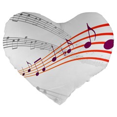 Music Notes Clef Sound Large 19  Premium Heart Shape Cushions by Bajindul