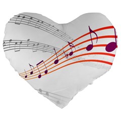 Music Notes Clef Sound Large 19  Premium Flano Heart Shape Cushions by Bajindul