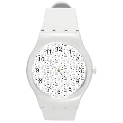 Music Notes Background Wallpaper Round Plastic Sport Watch (m) by Bajindul