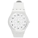 Music Notes Background Wallpaper Round Plastic Sport Watch (M) Front