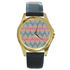 Pattern Background Texture Colorful Round Gold Metal Watch by Bajindul