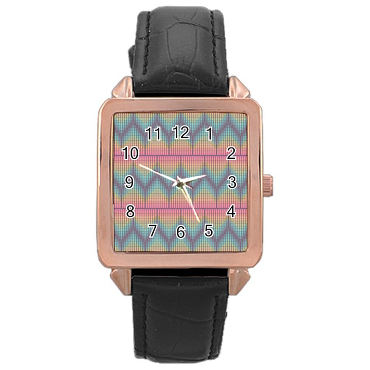 Pattern Background Texture Colorful Rose Gold Leather Watch 