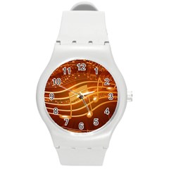 Music Notes Sound Musical Love Round Plastic Sport Watch (m) by Bajindul