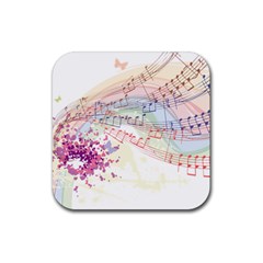 Music Notes Abstract Rubber Coaster (square)  by Bajindul