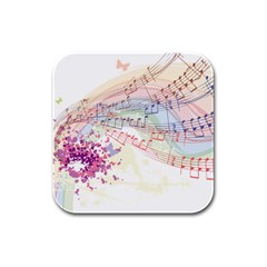 Music Notes Abstract Rubber Square Coaster (4 Pack)  by Bajindul