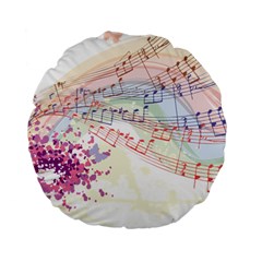 Music Notes Abstract Standard 15  Premium Round Cushions by Bajindul