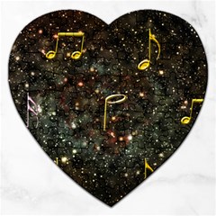 Music Clef Musical Note Background Jigsaw Puzzle (heart) by Bajindul