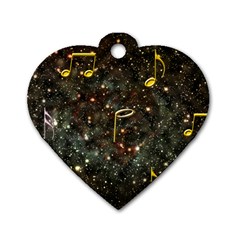 Music Clef Musical Note Background Dog Tag Heart (two Sides) by Bajindul