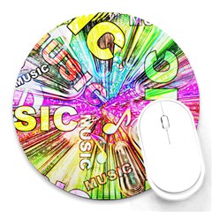 Music Abstract Sound Colorful Round Mousepads by Bajindul