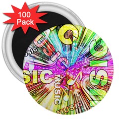 Music Abstract Sound Colorful 3  Magnets (100 Pack) by Bajindul