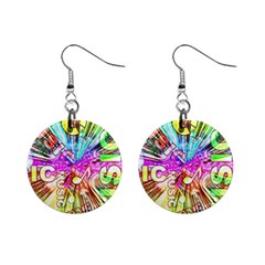 Music Abstract Sound Colorful Mini Button Earrings by Bajindul