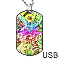 Music Abstract Sound Colorful Dog Tag Usb Flash (one Side) by Bajindul