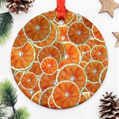 Oranges Background Texture Pattern Ornament (round) by Bajindul