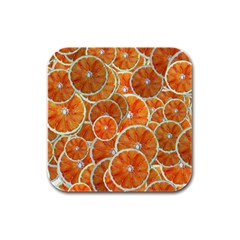 Oranges Background Texture Pattern Rubber Square Coaster (4 Pack)  by Bajindul