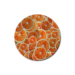 Oranges Background Texture Pattern Rubber Round Coaster (4 Pack)  by Bajindul