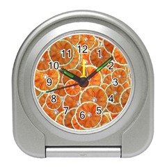 Oranges Background Texture Pattern Travel Alarm Clock by Bajindul