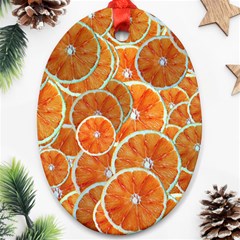 Oranges Background Texture Pattern Oval Ornament (two Sides) by Bajindul