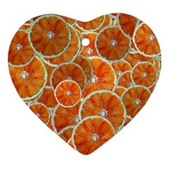 Oranges Background Texture Pattern Heart Ornament (two Sides) by Bajindul